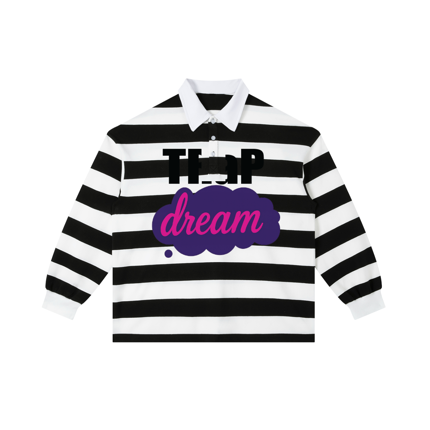 trap dream original Hebrew Color Black Stripe Polo Shirt