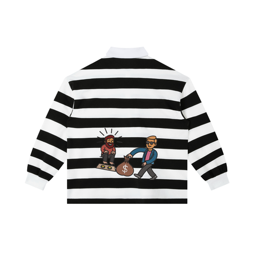 trap dream original Hebrew Color Black Stripe Polo Shirt