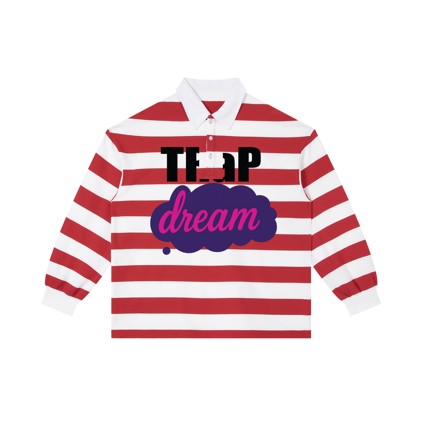 trap dream original Hebrew Color Black Stripe Polo Shirt